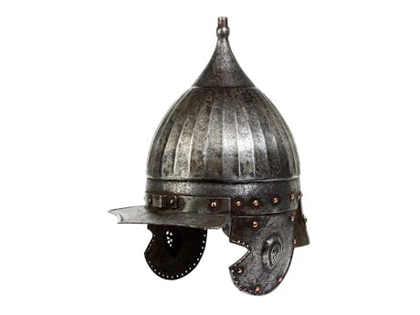 Russisch-kaukasischer Helm mit Ohrenklappen und spitzem Visier